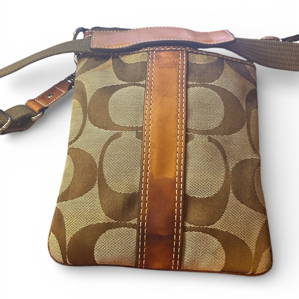 Coach Signature Canvas Crossbody in Brown and Tan